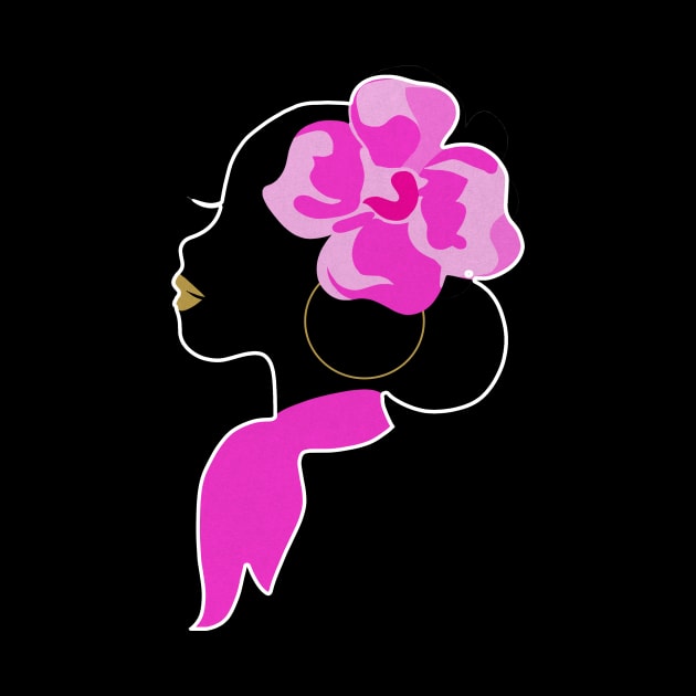 Beautiful Black Afro Woman with Pink Flower by dukito