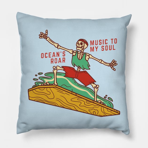 Ocean's roar music to my soul Pillow by DeviAprillia_store