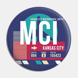 Kansas City, Missouri (MCI) Airport Code Baggage Tag E Pin