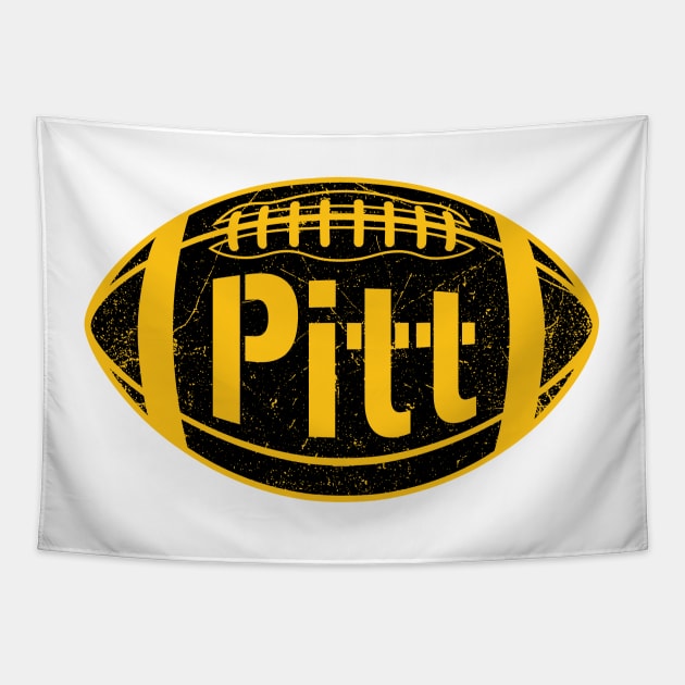 Pitt Retro Football - White Tapestry by KFig21