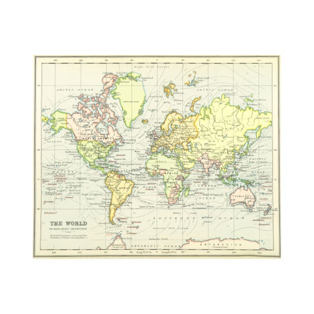 Vintage Map of The World (1899) by Bravuramedia