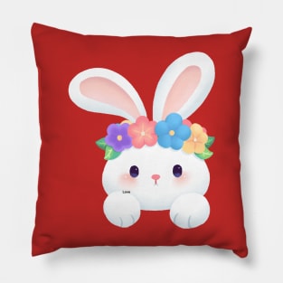 white rabbit illustration Pillow