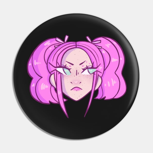 Pink Haired Girl Pin by novembersgirl