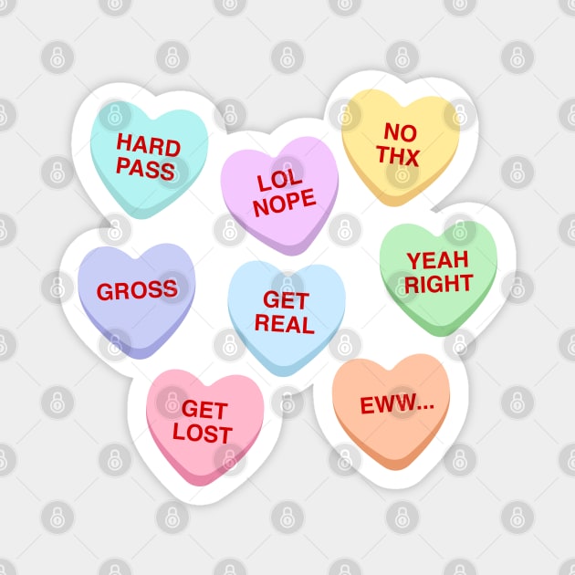 Funny Conversation Hearts - Anti-Valentines Magnet by TwistedCharm