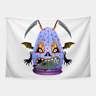 Spooky Halloween Pumpkin Head Tapestry