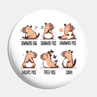 Zen Capybara Yoga Poses Illustration Set Pin