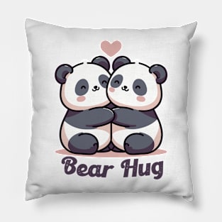 Couple Panda Bear in Love Print art illustration Panda Valentines gifts Pillow