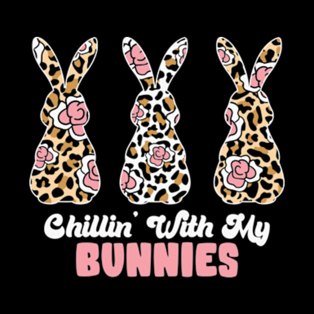 Cute Leopard Easter Bunny Chillin' with My Bunnies by Davidsmith