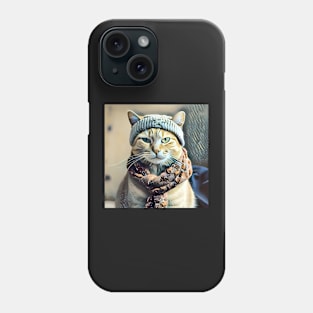 Cute Cat Wearing Hat And Scarf Phone Case