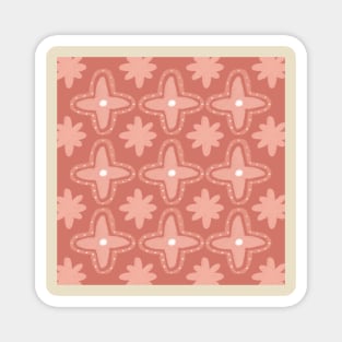 Boho Natural Collection Boho Aesthetic Star Pattern in Pastel and Clay Pinks Magnet