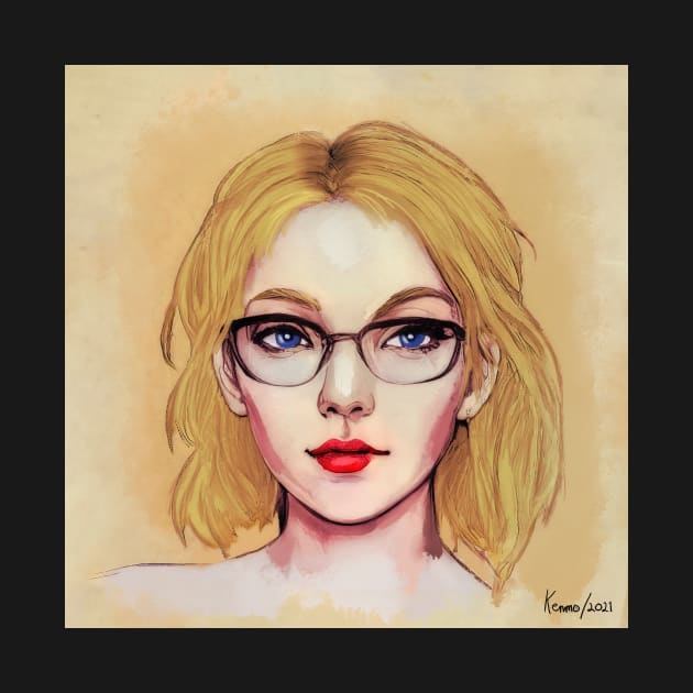 Pretty Blue Eyed Lady with Glasses by kenmo