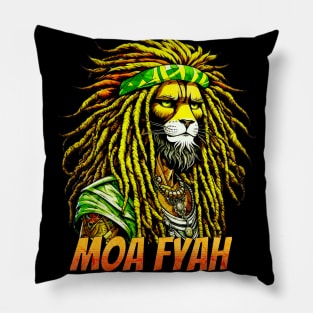 Moa Fyah Jamaican Rasta Lion of Judah Pillow