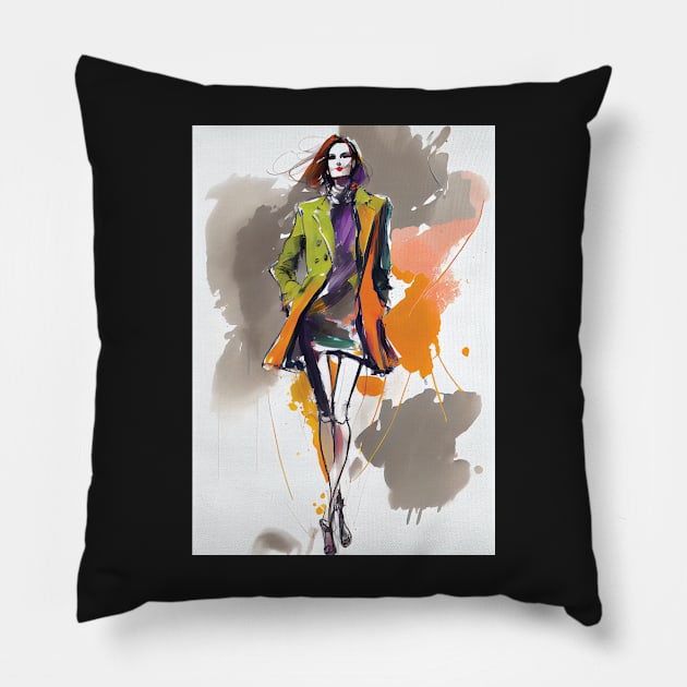 Fashion Illustrations: Elegant and On-Trend Pillow by Focused Instability