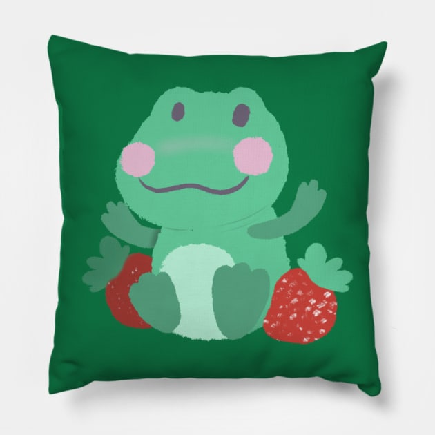 Froggie cutie Pillow by AmyNewBlue