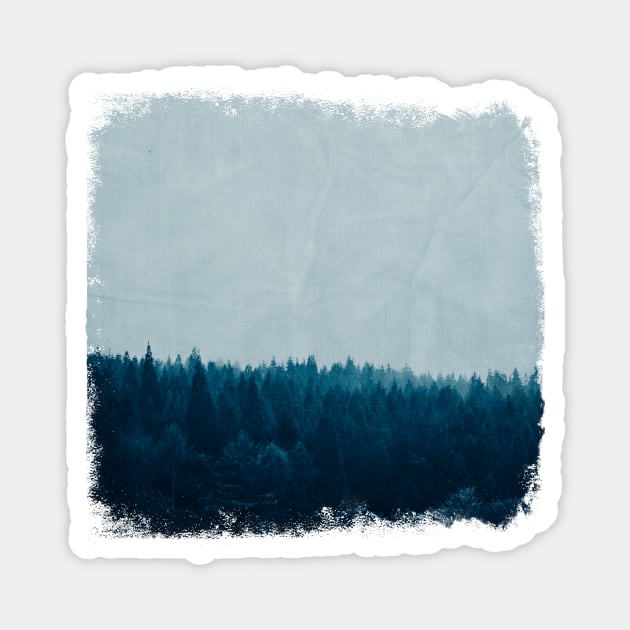 Forest Blues - Blue Tinted Foggy Woods Magnet by DyrkWyst