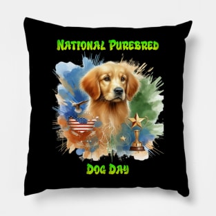 Majestic Golden Retriever With Trophy and Stars Pillow