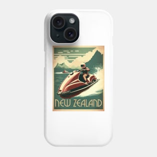 New Zealand Jet Ski Vintage Travel Art Poster Phone Case