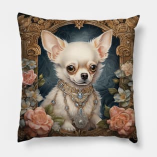 Vintage White Chihuahua Pillow