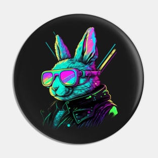 Synthwave/Retrowave neon RABBIT with Glasses Pin