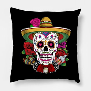 Sugar Skull Mexican Man Senor Calavera Dia De Los Muertos Pillow