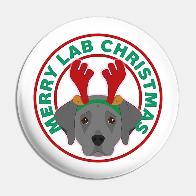 Merry Christmas Black Labrador Retriever Pin by CafePretzel