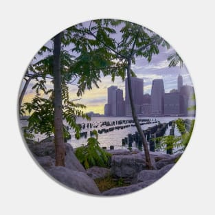 Manhattan Skyline Sunset Skyscrapers NYC Pin