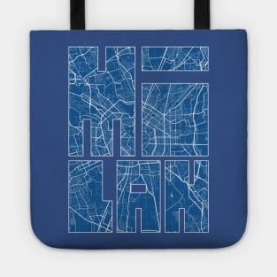 Milan, Italy City Map Typography - Blueprint Tote