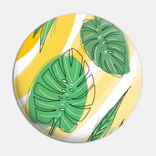 Bright pattern with green ferns on a yellow background. nature, feng shui. Art drawing digital. Great print. Pin