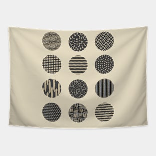 Patchwork Pattern Circle Dots - Black Tapestry