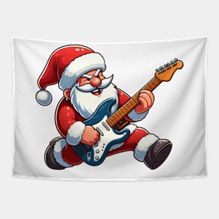 Santa Claus Playing Electric Guitar Tapestry