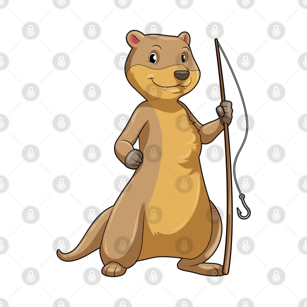 Otter as Fisher with Fishing rod by Markus Schnabel