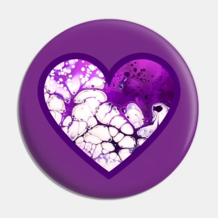 Lavender/Purple Paint Pour Heart Pin