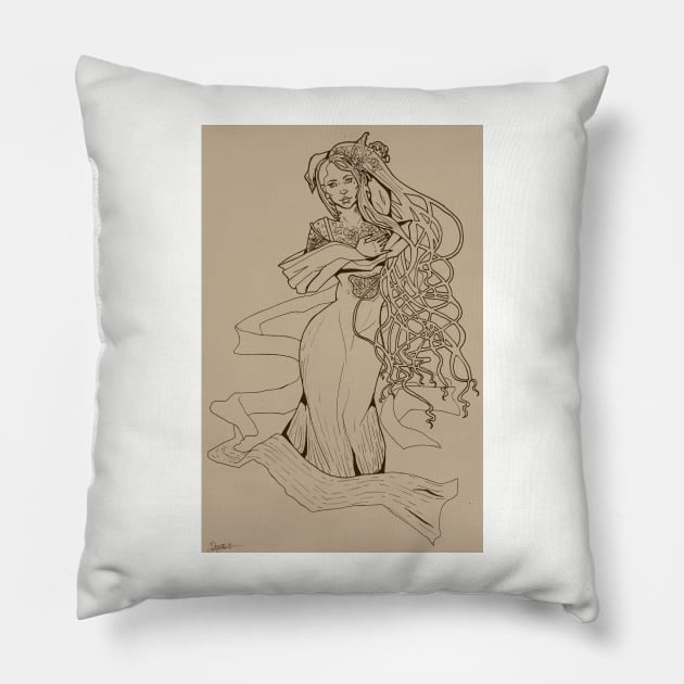 Art Nouveau Lady Pillow by georgiagoddard