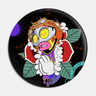 Dope Slluks character posing jesus praying gesture illustration Pin