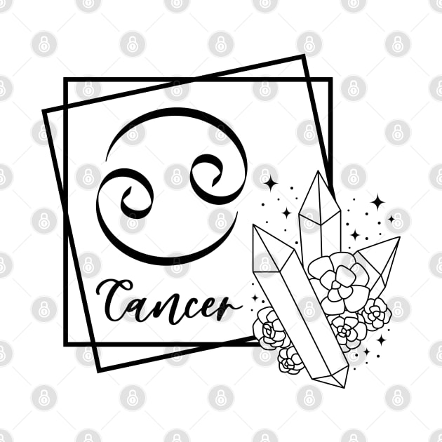 Cancer Zodiac Sign Floral Crystal Design by The Cosmic Pharmacist