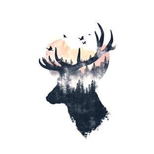 Deer Double Exposure T-Shirt