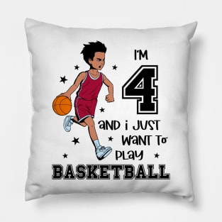 Boy plays basketball - I am 4 Pillow