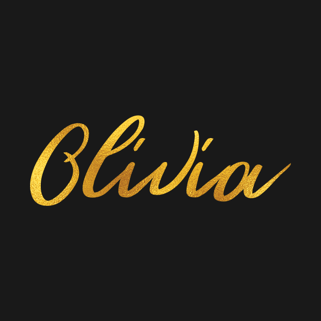 Olivia Name Hand Lettering in Faux Gold Letters by Pixel On Fire