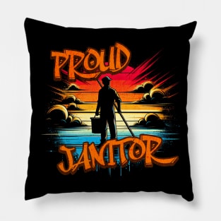 Proud Janitor Untold Heroes Graffiti Design Pillow