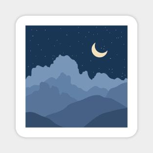 Night mountain landscape horizon Magnet