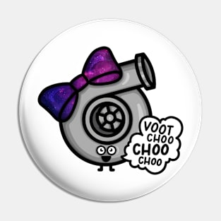 What Does The Cutest Turbo Say - Dark Purple/Pink Galaxy Bow Pin