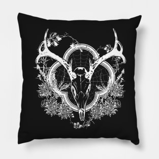 Deer Skull Floral Pillow