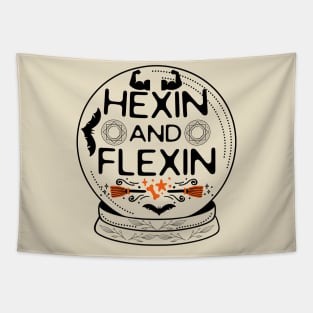 Hexin and Flexin - Halloween Funny Fitness Saying Gift Idea Tapestry