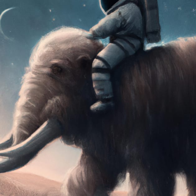 Astronaut Rides a Wooly Mammoth Kids T-Shirt by Star Scrunch