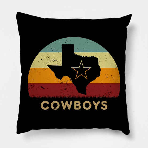 Retro Sunset - Dallas Cowboys Maps Pillow by GoodIdeaTees