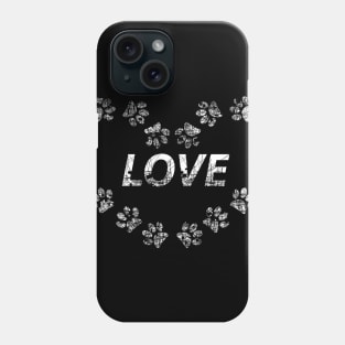 dog paws love heart Phone Case