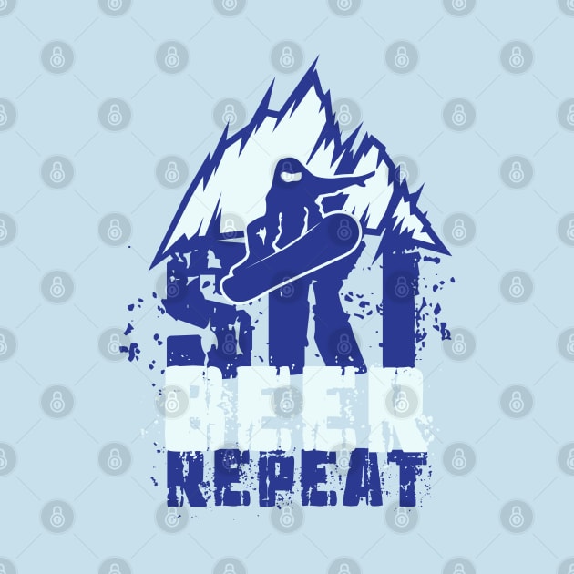 Ski Beer Repeat - Funny skiing gift by Shirtbubble