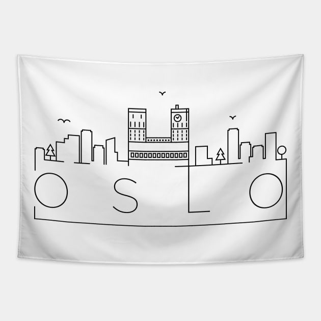 Oslo Minimal Skyline Tapestry by kursatunsal