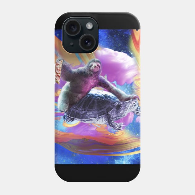 Trippy Space Sloth Turtle - Sloth Pizza Phone Case by Random Galaxy