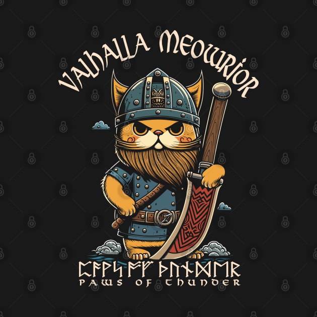 Nordic Norse Valhalla Viking Cat Warrior by Apocatnipse Meow